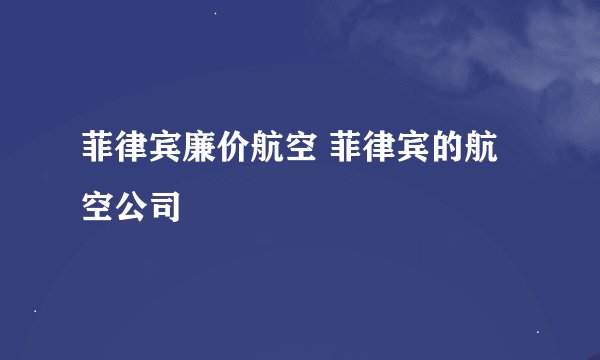 菲律宾廉价航空 菲律宾的航空公司