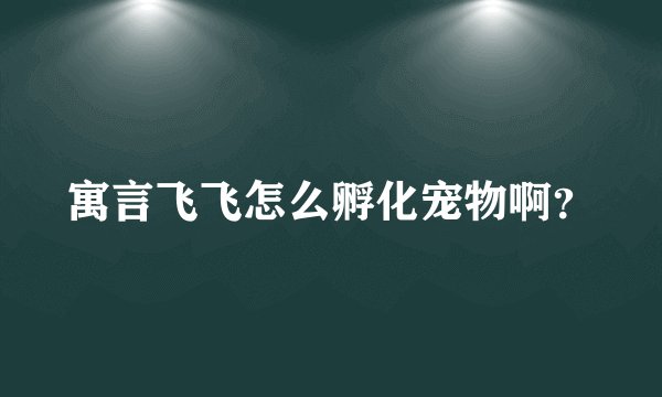 寓言飞飞怎么孵化宠物啊？
