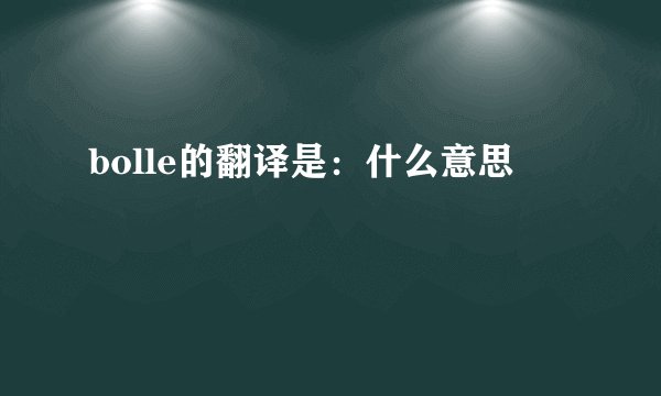 bolle的翻译是：什么意思