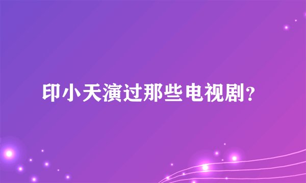 印小天演过那些电视剧？