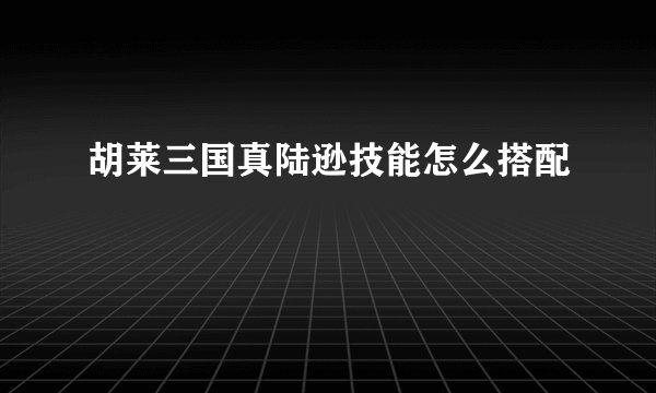 胡莱三国真陆逊技能怎么搭配