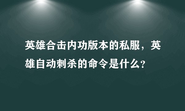 英雄合击内功版本的私服，英雄自动刺杀的命令是什么？