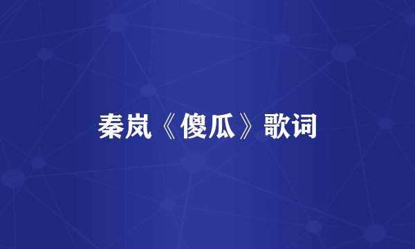 秦岚《傻瓜》歌词