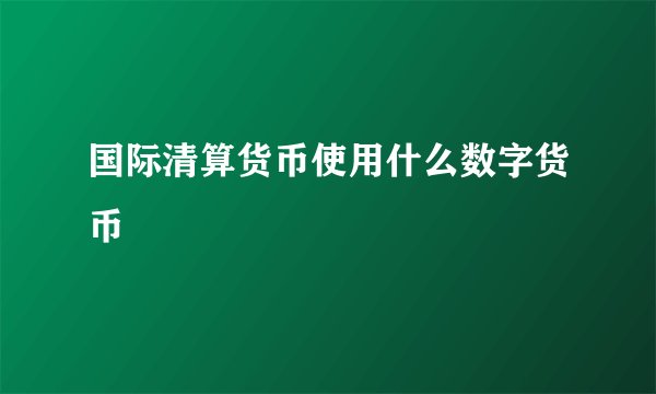 国际清算货币使用什么数字货币