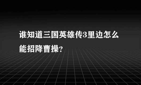 谁知道三国英雄传3里边怎么能招降曹操？