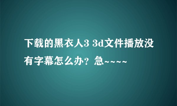 下载的黑衣人3 3d文件播放没有字幕怎么办？急~~~~