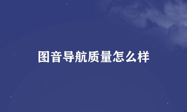 图音导航质量怎么样