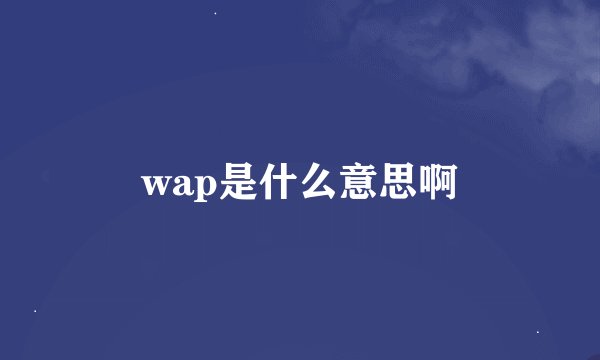 wap是什么意思啊