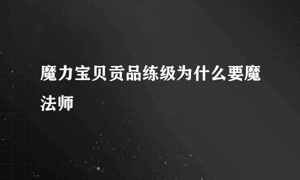魔力宝贝贡品练级为什么要魔法师