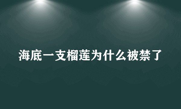 海底一支榴莲为什么被禁了