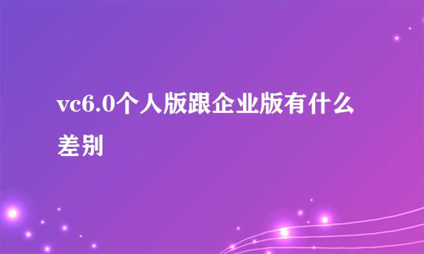 vc6.0个人版跟企业版有什么差别