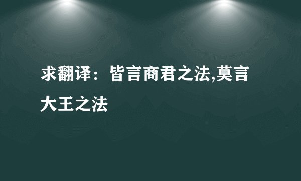 求翻译：皆言商君之法,莫言大王之法