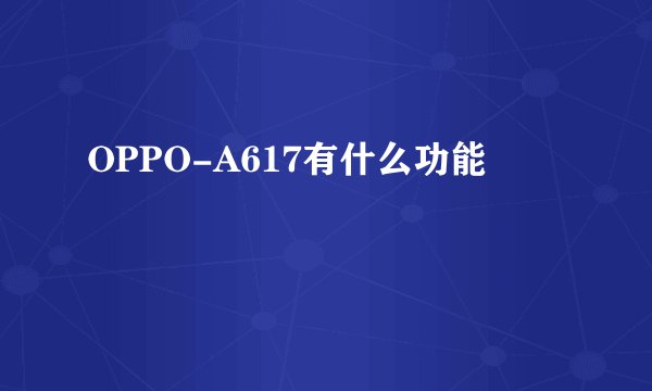 OPPO-A617有什么功能