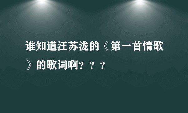 谁知道汪苏泷的《第一首情歌》的歌词啊？？？