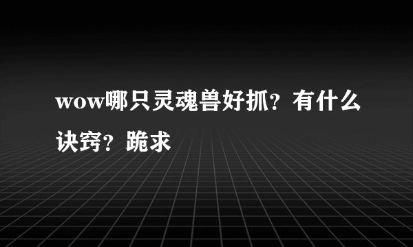 wow哪只灵魂兽好抓？有什么诀窍？跪求