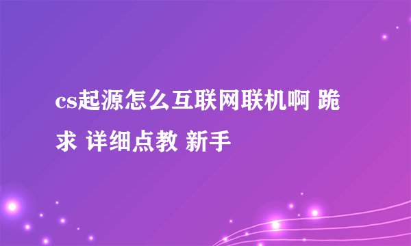 cs起源怎么互联网联机啊 跪求 详细点教 新手
