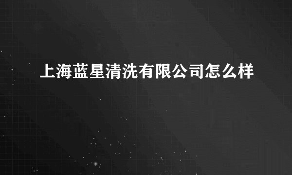 上海蓝星清洗有限公司怎么样
