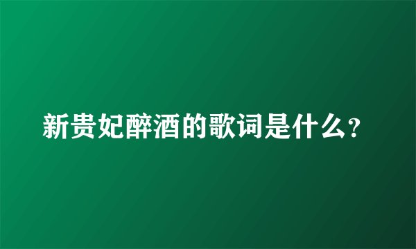 新贵妃醉酒的歌词是什么？