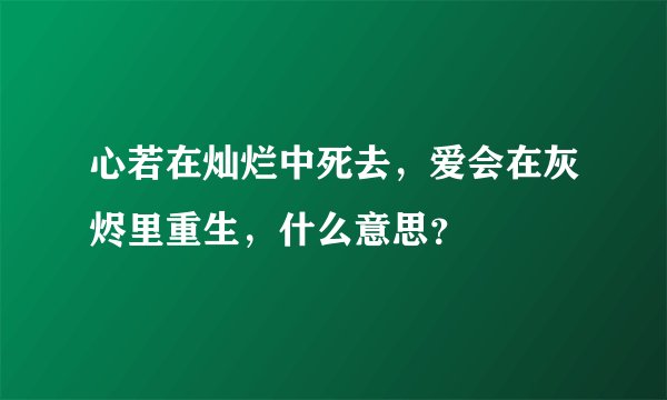 心若在灿烂中死去，爱会在灰烬里重生，什么意思？