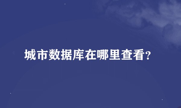 城市数据库在哪里查看？