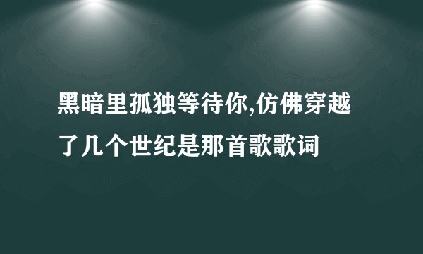 黑暗里孤独等待你,仿佛穿越了几个世纪是那首歌歌词