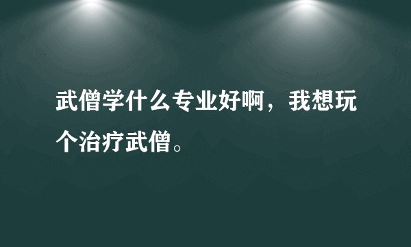 武僧学什么专业好啊，我想玩个治疗武僧。