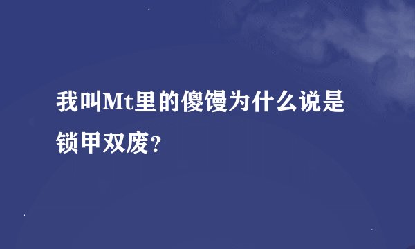 我叫Mt里的傻馒为什么说是锁甲双废？