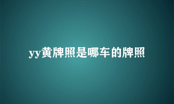 yy黄牌照是哪车的牌照