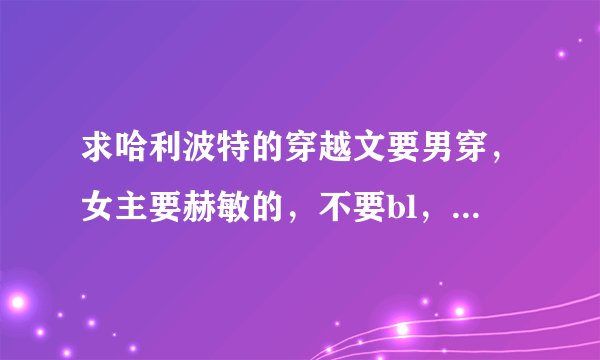 求哈利波特的穿越文要男穿，女主要赫敏的，不要bl，不要百合，不要yy的，要男主很强的。不要穿成教授