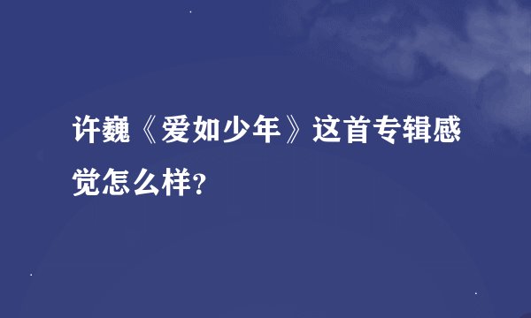 许巍《爱如少年》这首专辑感觉怎么样？