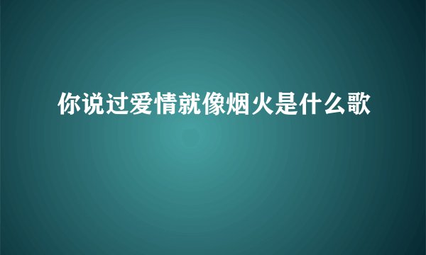 你说过爱情就像烟火是什么歌