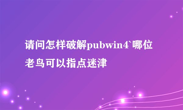 请问怎样破解pubwin4`哪位老鸟可以指点迷津