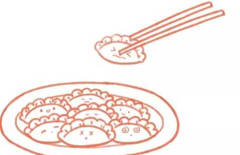 一碗饺子怎么画简笔画