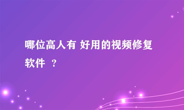 哪位高人有 好用的视频修复  软件  ?