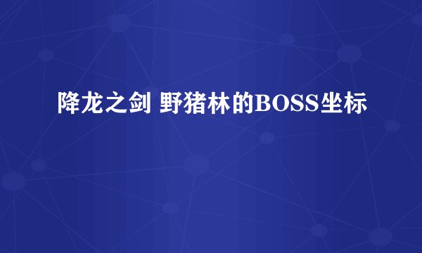 降龙之剑 野猪林的BOSS坐标