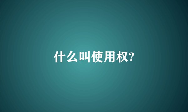 什么叫使用权?