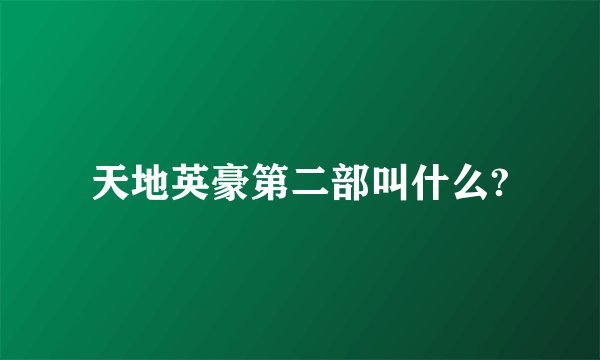 天地英豪第二部叫什么?