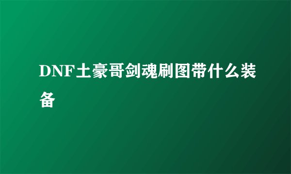 DNF土豪哥剑魂刷图带什么装备