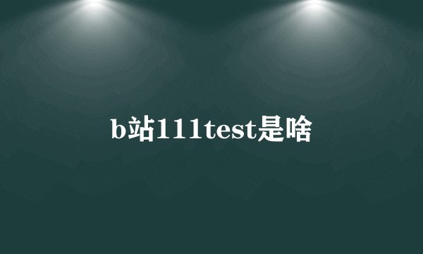 b站111test是啥