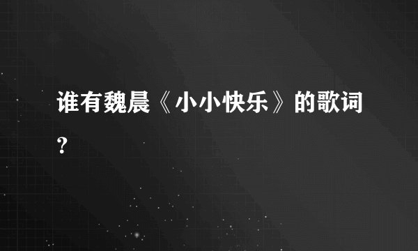 谁有魏晨《小小快乐》的歌词？
