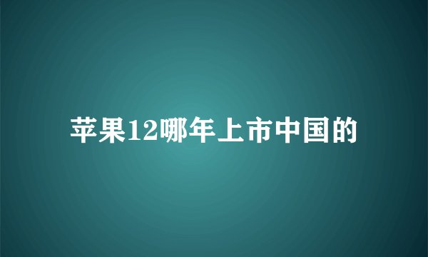 苹果12哪年上市中国的