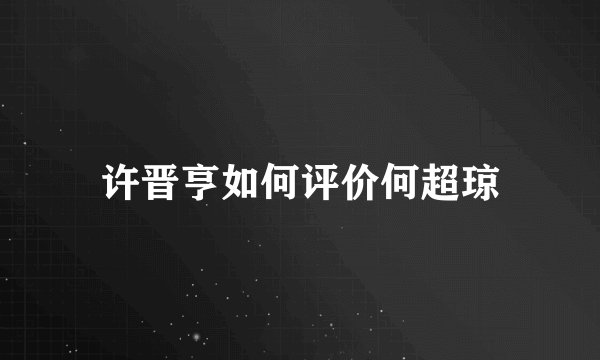 许晋亨如何评价何超琼