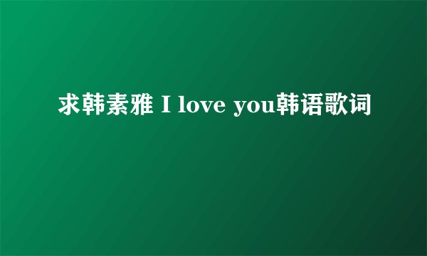 求韩素雅 I love you韩语歌词