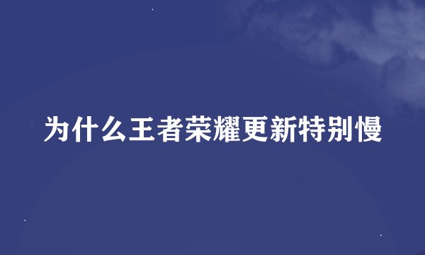 为什么王者荣耀更新特别慢