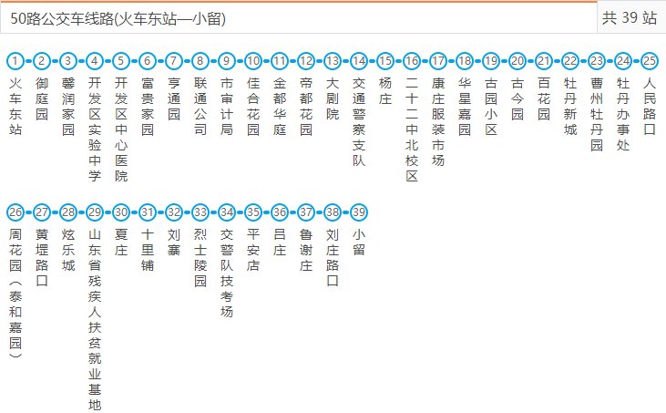 菏泽50路公交车首未班发车时间