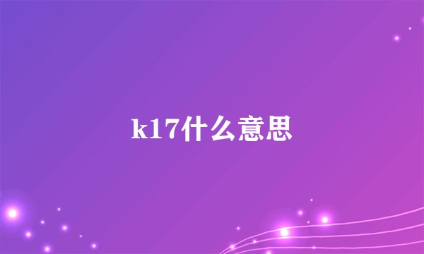 k17什么意思
