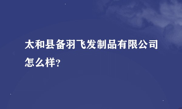 太和县备羽飞发制品有限公司怎么样？