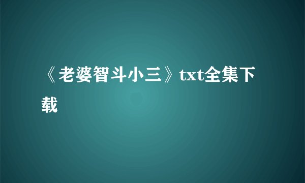 《老婆智斗小三》txt全集下载