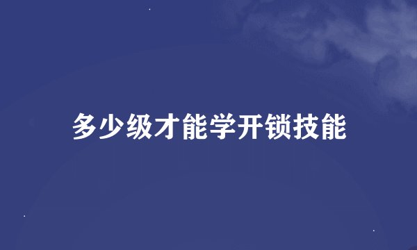 多少级才能学开锁技能