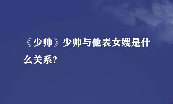 《少帅》少帅与他表女嫂是什么关系?